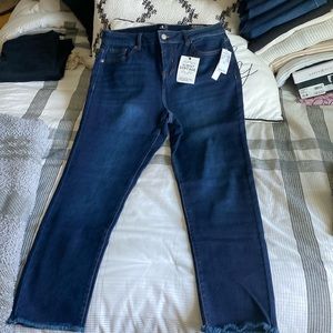 Dress barn, ankle denim, jean with frayed bottoms